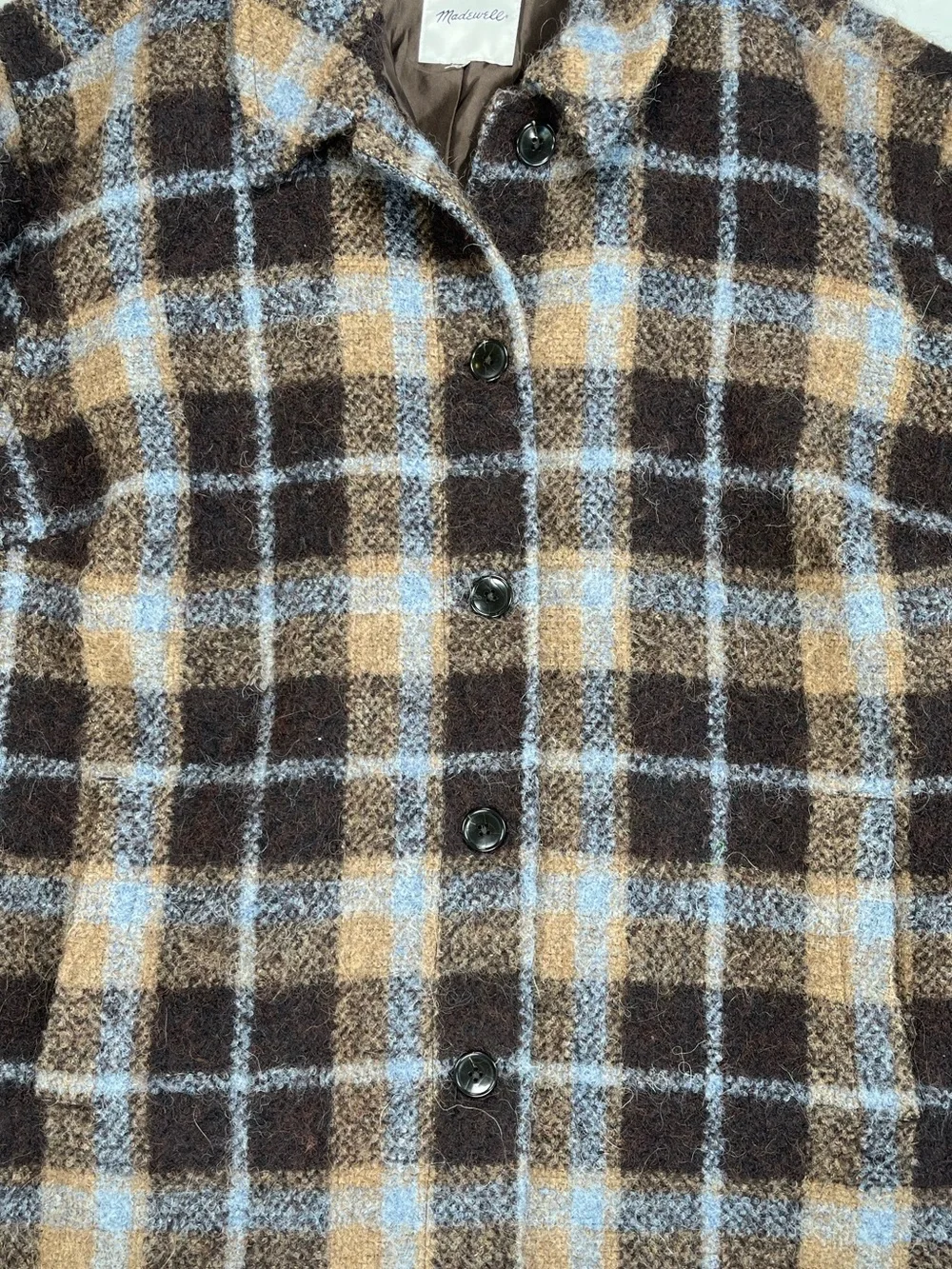 Madewell Belrose Shirt Jacket Cassel Plaid Wool Shacket Plus Size 3X Fuzzy Blue